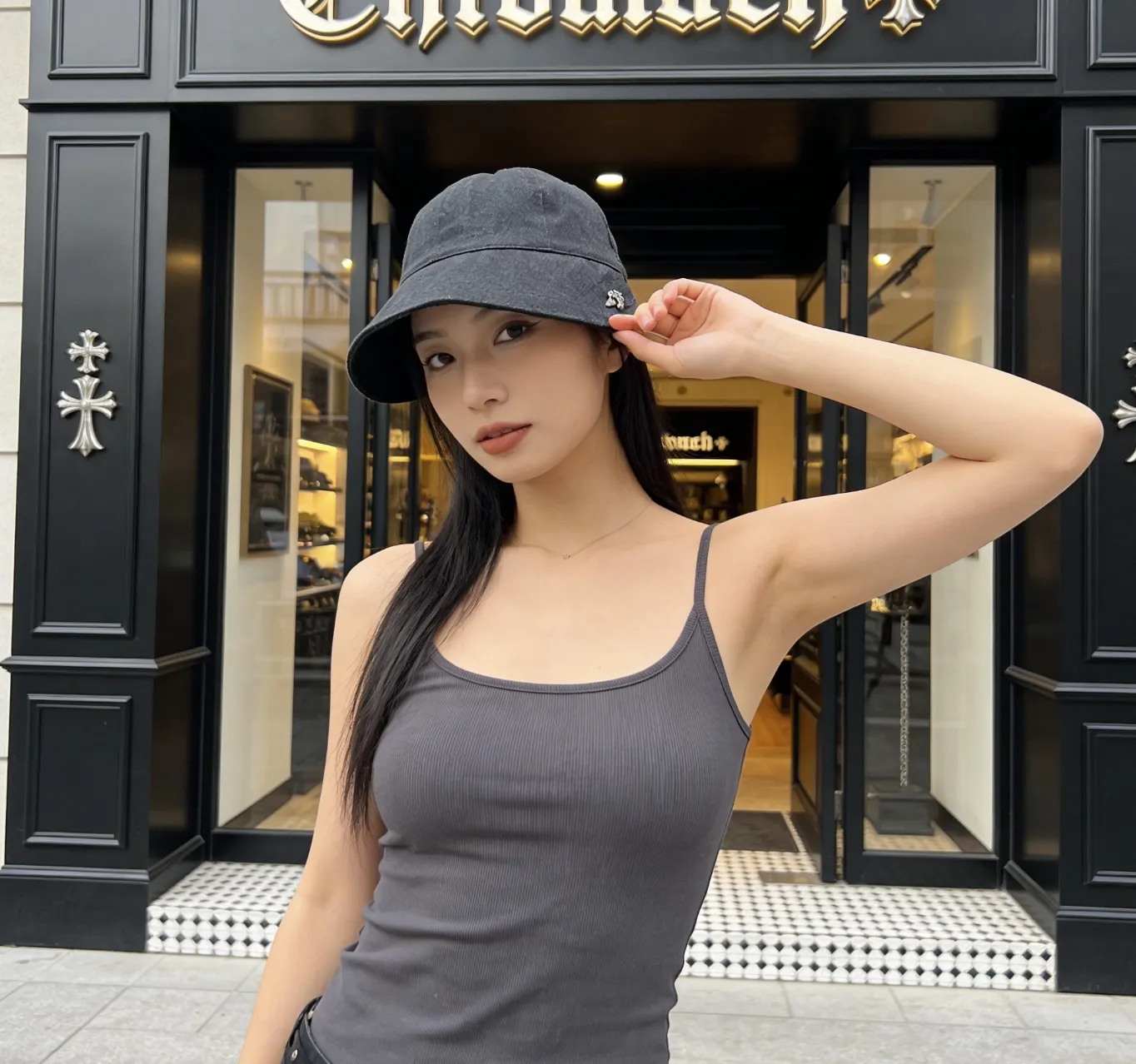 Crow Heart Spring and Summer Denim Peaked Hat